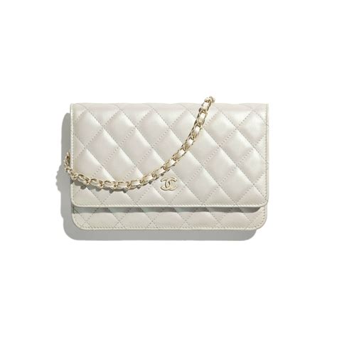 chanel wallet on chain white